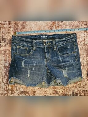 Mossimo Supply Co. Dark Blue Distressed Denim Cutoff Shorts